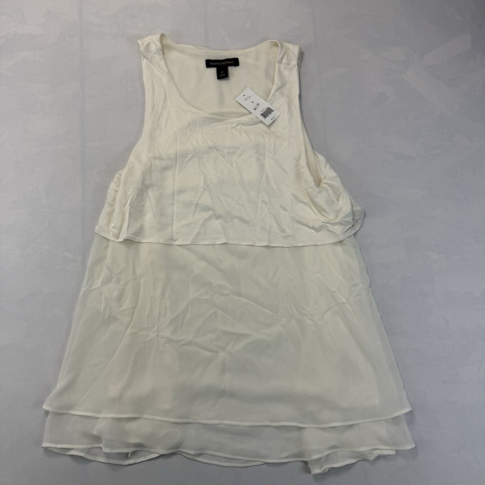 Banana Republic Women's Medium Ivory Layered Sleeveless Blouse NWT